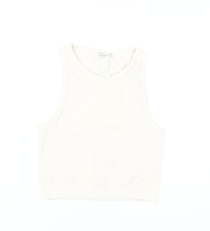 Stradivarius Women's White Sleeveless Tank Top L