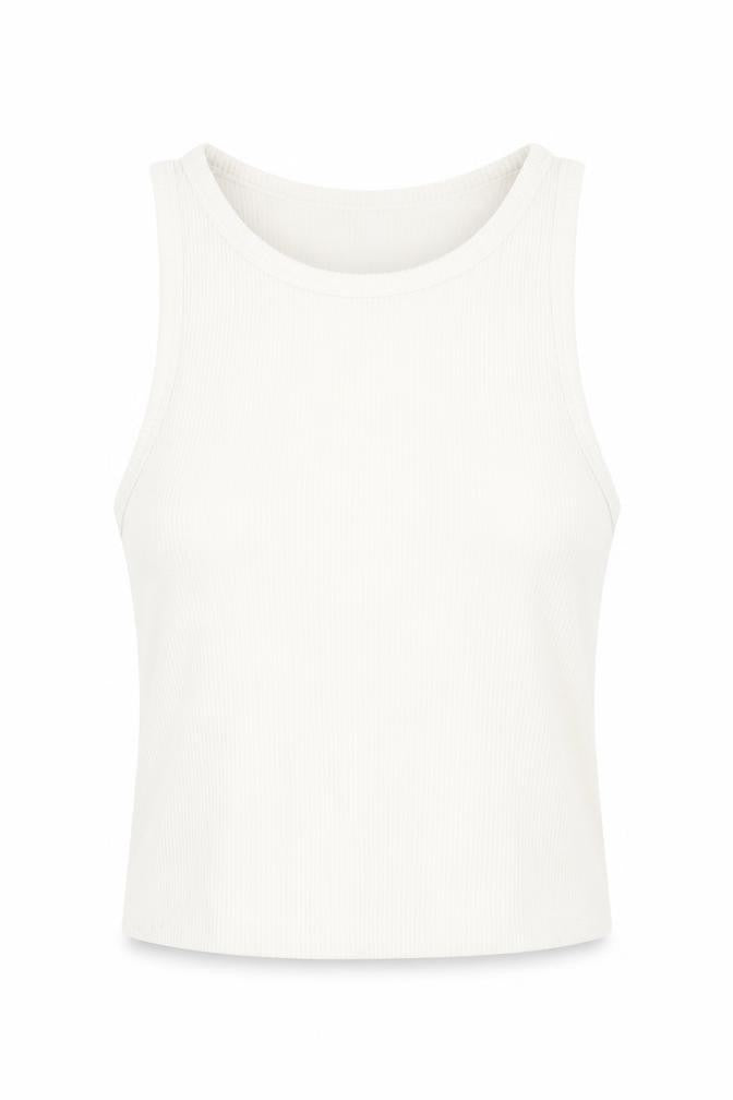 Front view of Stradivarius Women's White Sleeveless Tank Top L