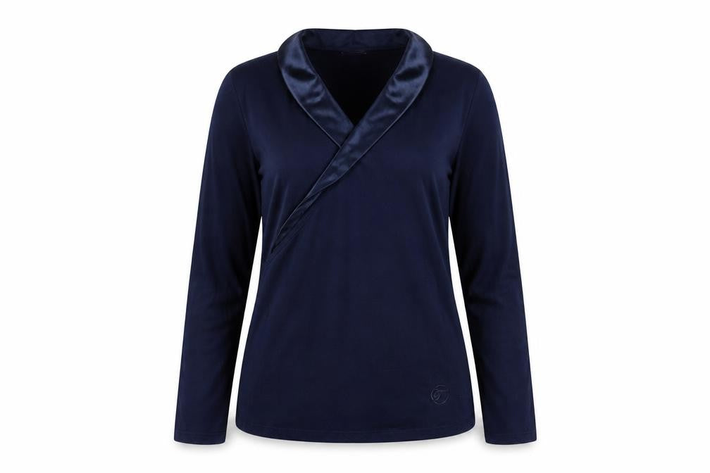 Front view of Temperley London Women's Blue Blouse, size M, Long Sleeve