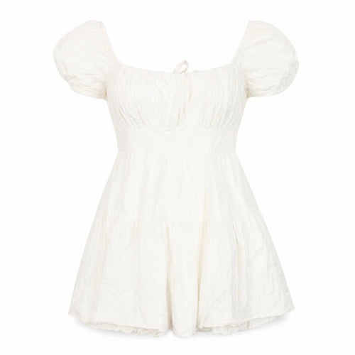 Quiz Women's Ivory A-Line Puff Sleeve Dress Size 10