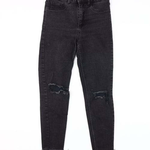 New Look Women’s Black Skinny Distressed Jeans Size 10