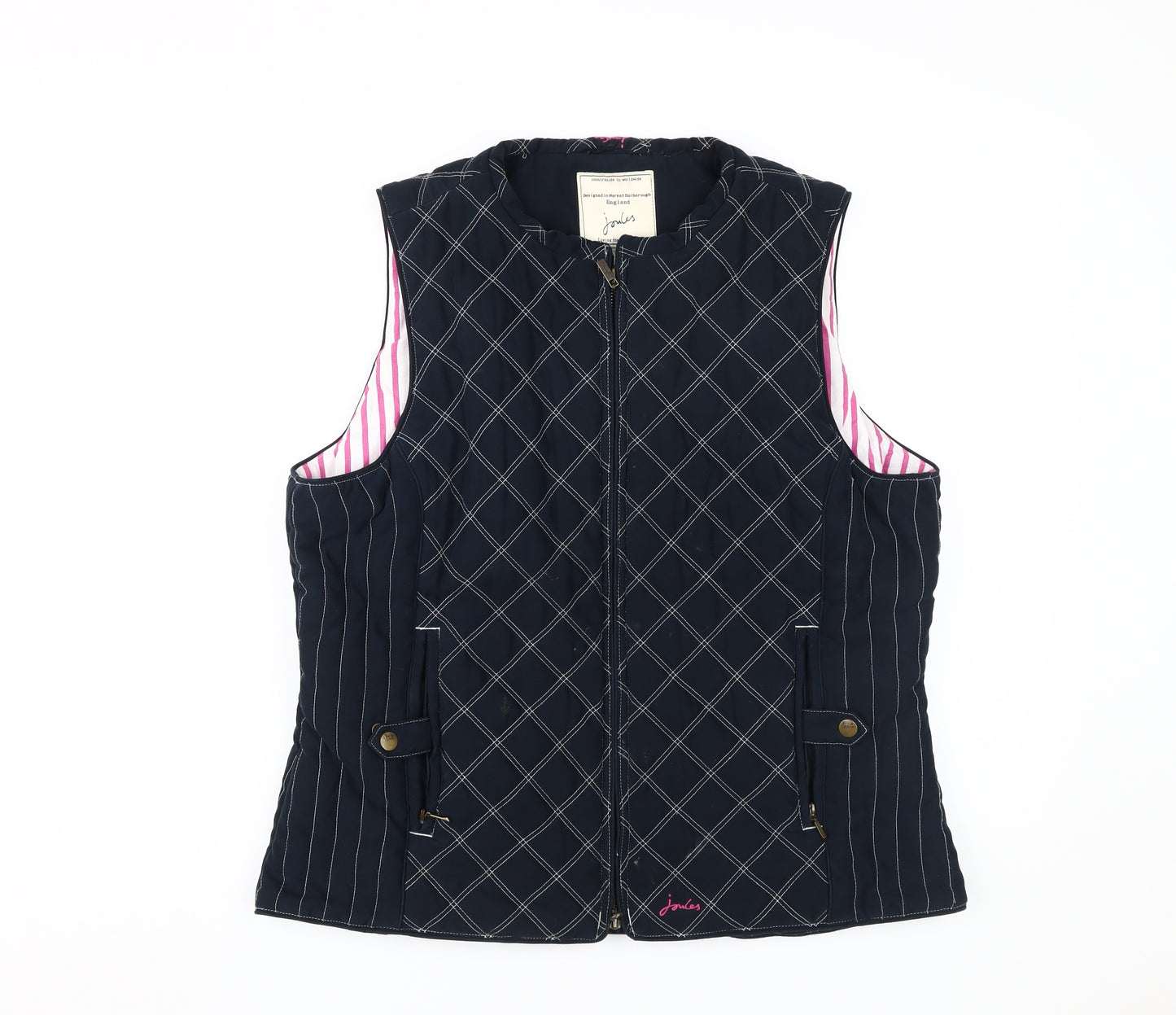 Joules Women's Quilted Waistcoat Blue Size 16