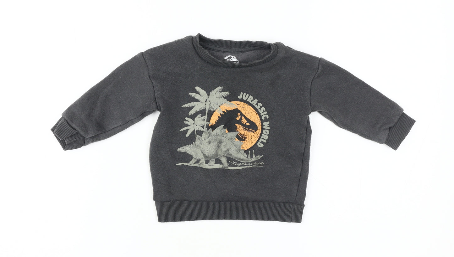 Jurassic World Black T-Shirt 12-18M Unisex Long Sleeve