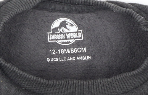 Jurassic World Black T-Shirt 12-18M Unisex Long Sleeve