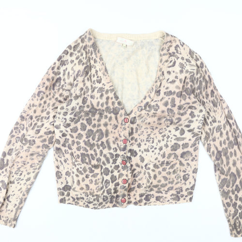 River Island Women's Beige Animal Print Cardigan - Size 14