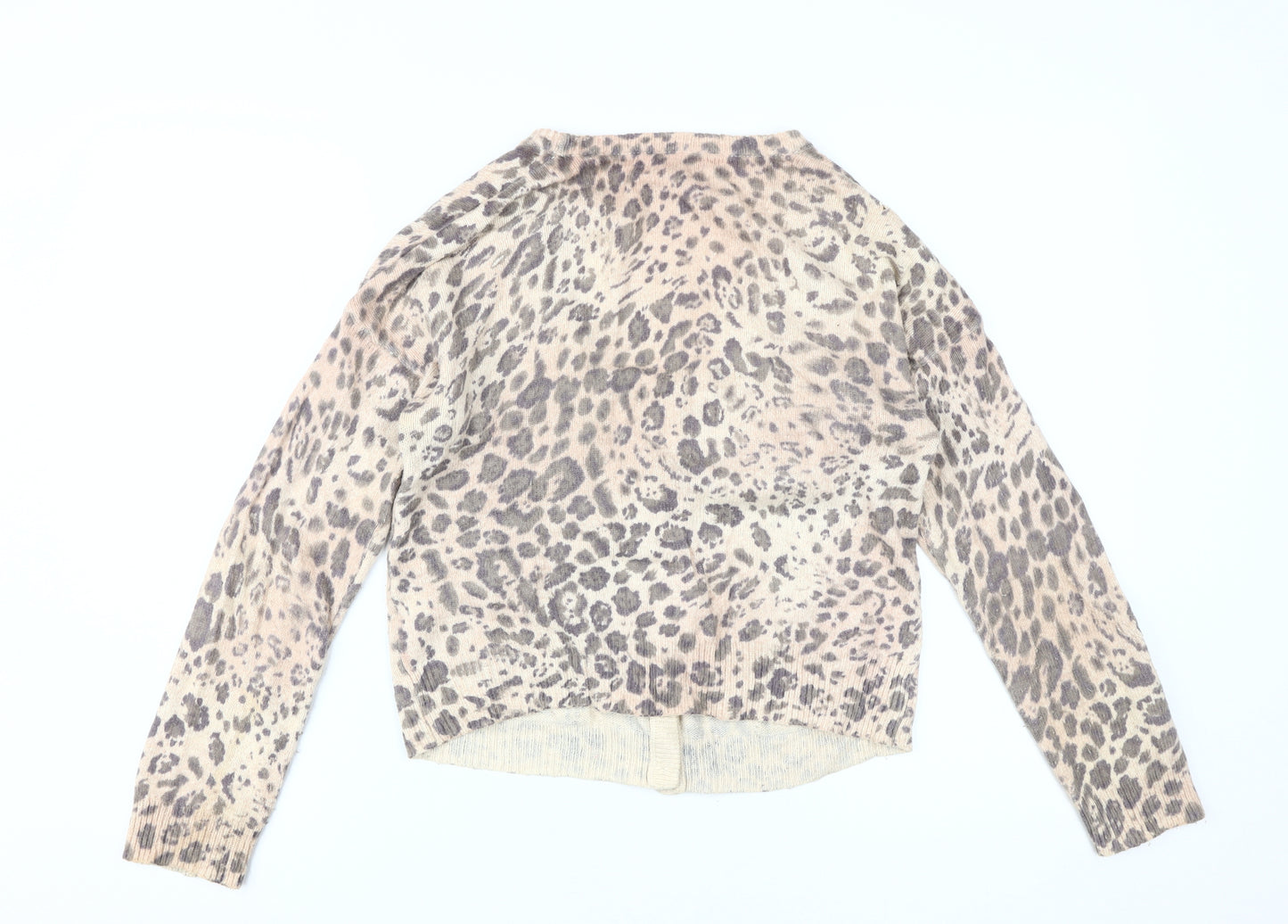 River Island Women's Beige Animal Print Cardigan - Size 14