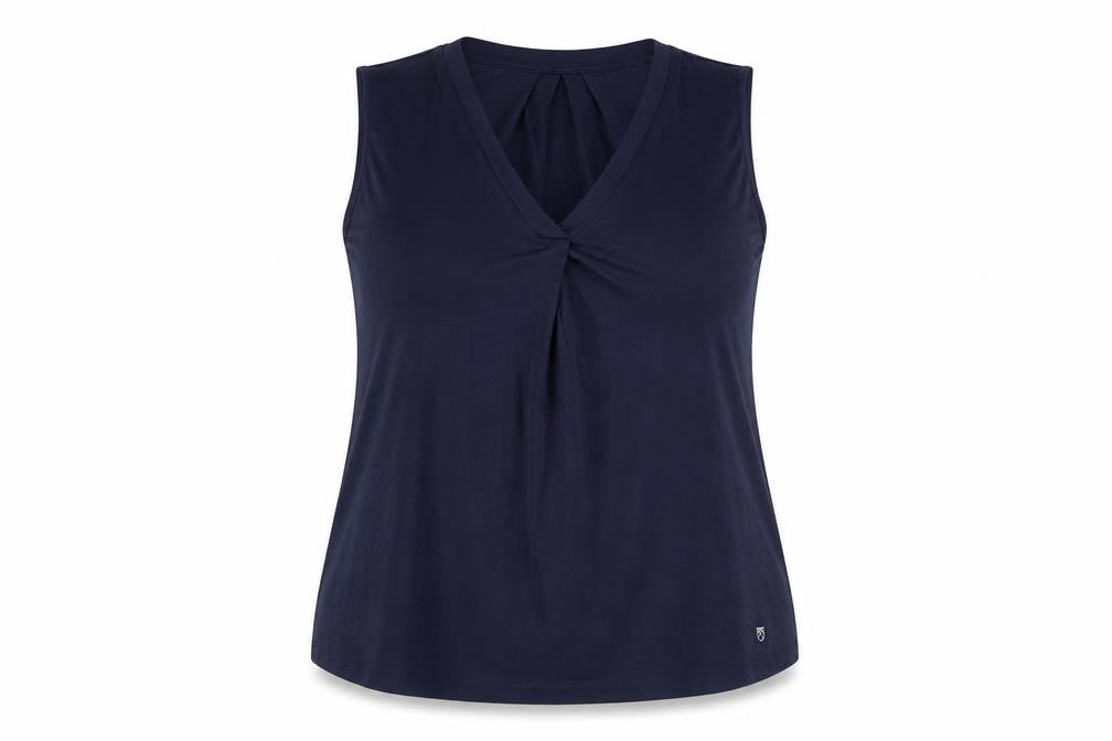 Front view of Marble Women's Blue Sleeveless Tank Top, size 16