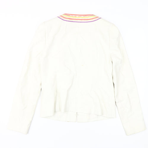 Boden Women’s Beige Linen Jacket, UK 12, Casual Embroidered