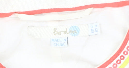 Boden Women’s Beige Linen Jacket, UK 12, Casual Embroidered