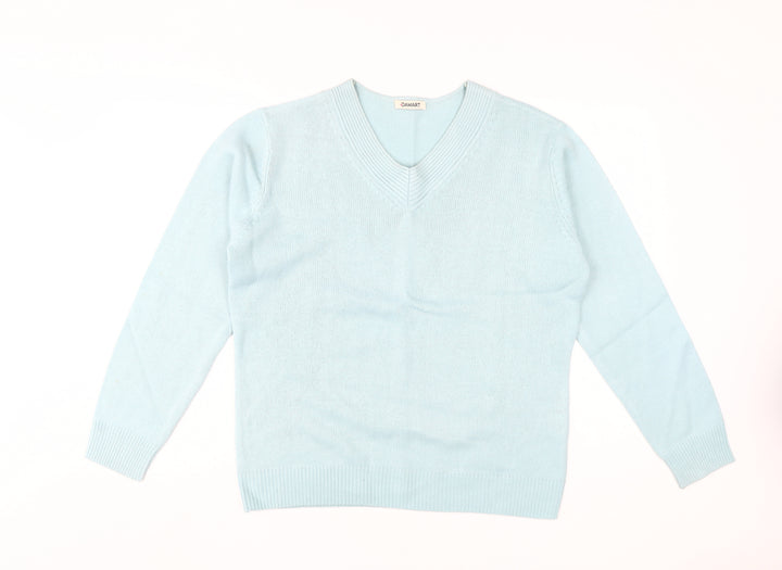 Damart Women's Blue V-Neck Pullover Jumper M