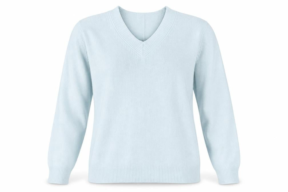 Front view of Damart Women's Blue V-Neck jumper M