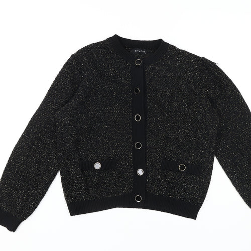 ET VOUS Women's Black Cardigan Size 12 Crew Neck