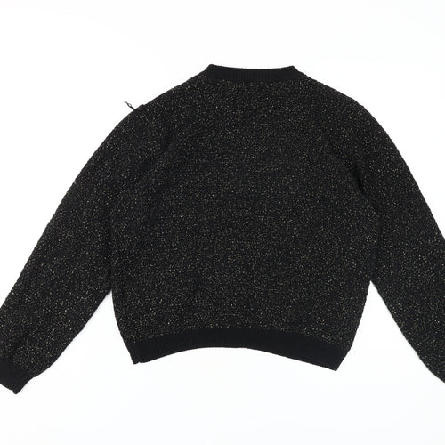 ET VOUS Women's Black Cardigan Size 12 Crew Neck