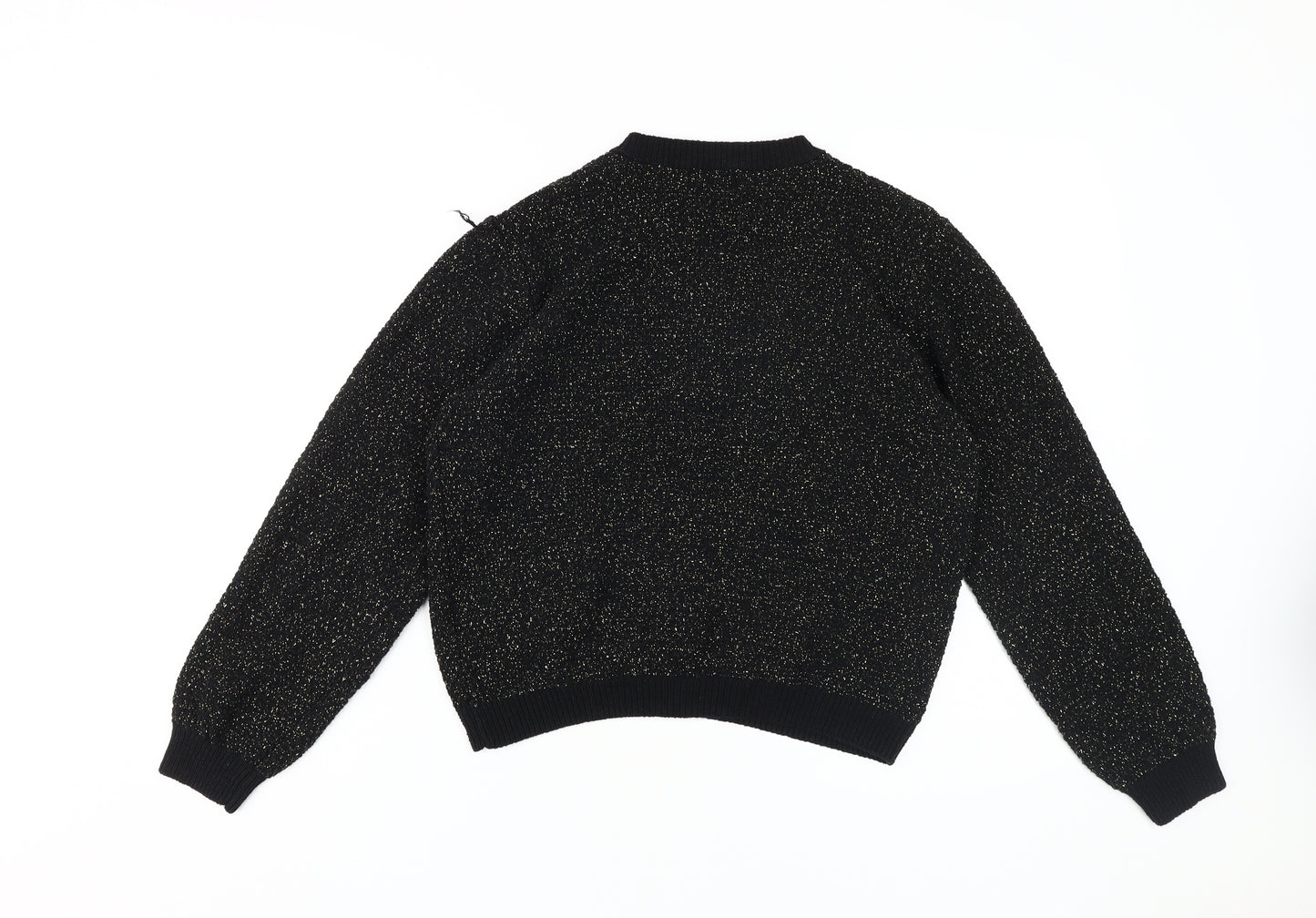 ET VOUS Women's Black Cardigan Size 12 Crew Neck