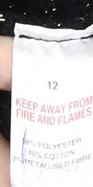 ET VOUS Women's Black Cardigan Size 12 Crew Neck