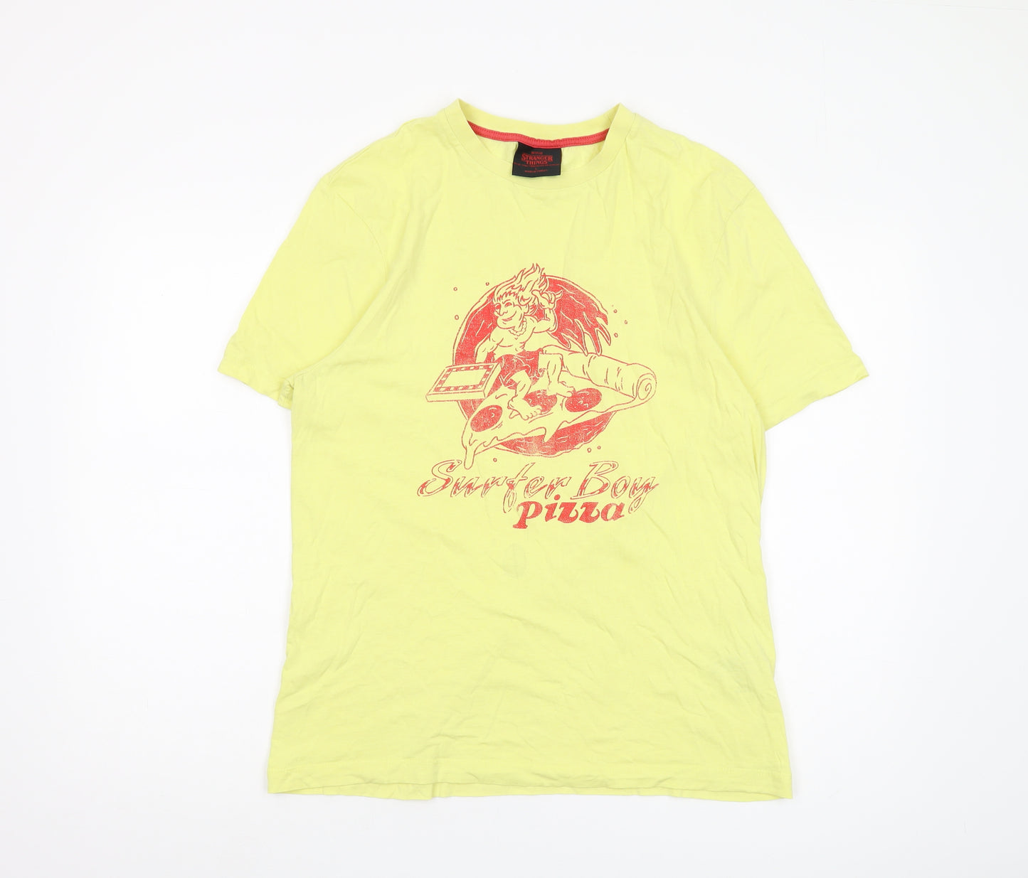 Stranger Things Yellow Pizza T-Shirt - Large