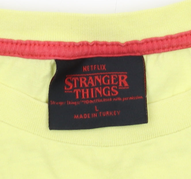Stranger Things Yellow Pizza T-Shirt - Large