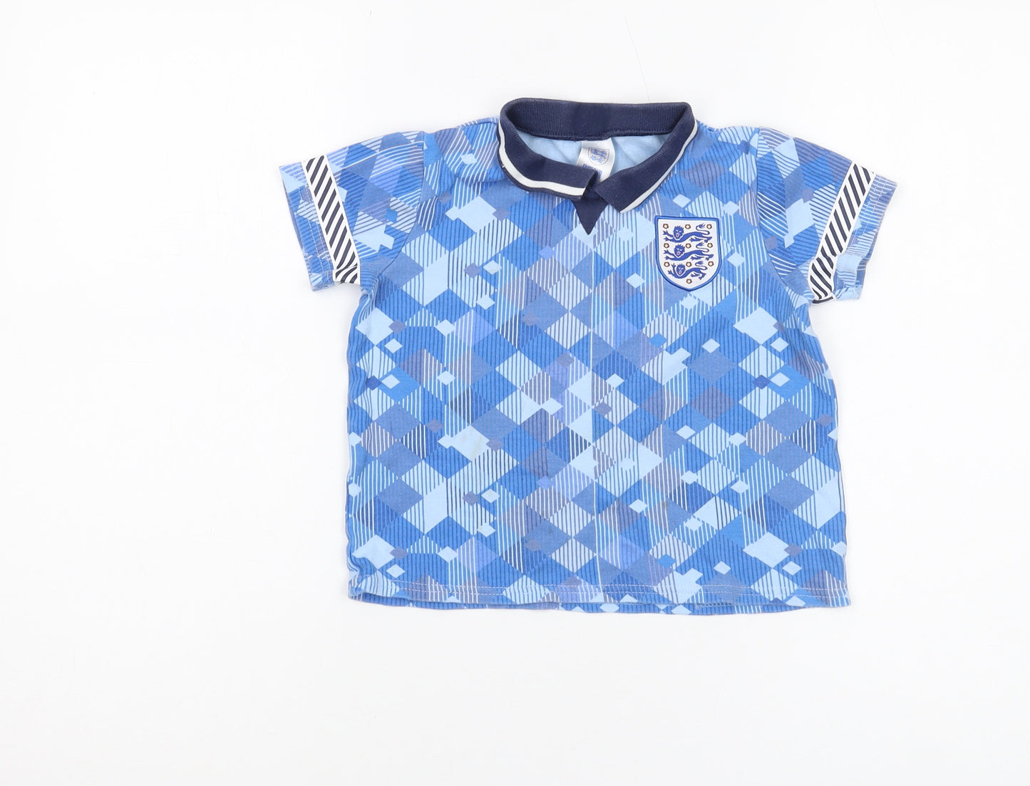 Boys Blue Football England Polo Shirt 3-4 Years