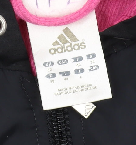 Adidas Women's Black Hooded Windbreaker Jacket Size 12