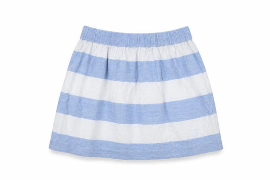 Front view of Gap Women's Blue A-Line Skirt XS Short Striped Cotton