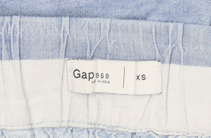 Gap Women's Blue A-Line Skirt XS Short Striped Cotton