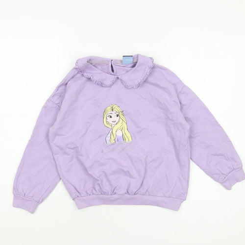 George Boys Purple Disney Frozen Sweatshirt 7-8Y Ruffle Collar