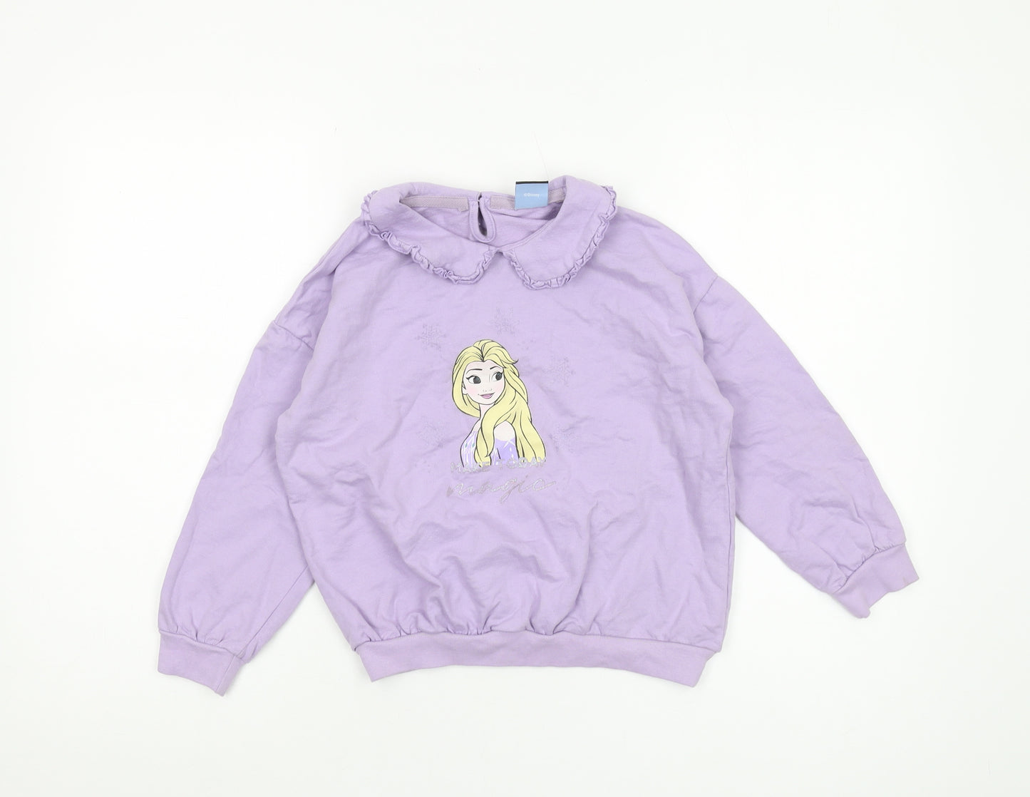 George Boys Purple Disney Frozen Sweatshirt 7-8Y Ruffle Collar