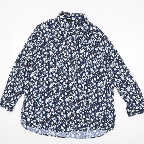 Next Women's Blue Floral Button-Up Shirt Size 14