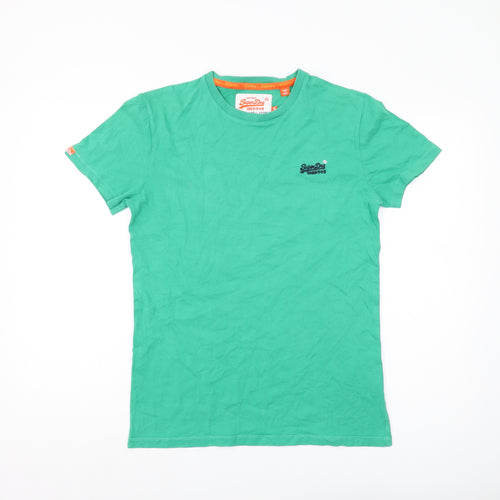 Superdry Men’s Green S T-Shirt, Short Sleeve, Cotton, Logo