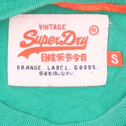 Superdry Men’s Green S T-Shirt, Short Sleeve, Cotton, Logo