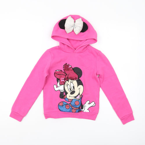 Disney at Primark Girls Pink Minnie Mouse Pullover Hoodie 7-8 Yrs