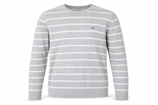 Hollister Mens Grey Striped Pullover Jumper L