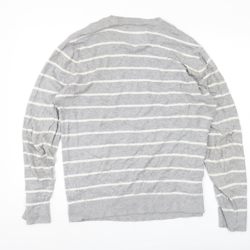 Hollister Mens Grey Striped Pullover Jumper L