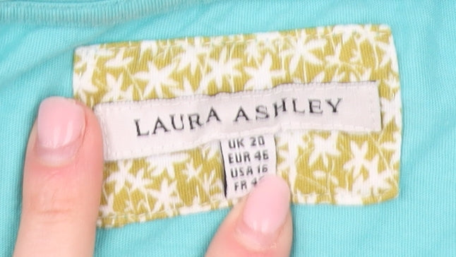 Laura Ashley Women's Blue T-Shirt, Size 20, Short Sleeve