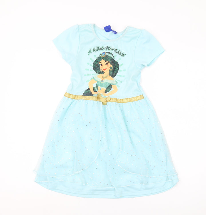 Disney Girls' Blue Aladdin Dress 7-8 Years Fit & Flare