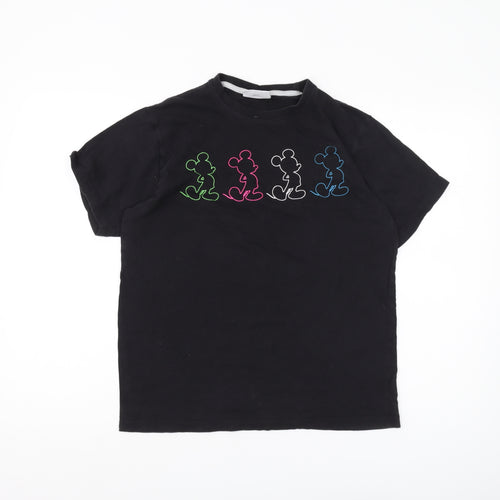 Disney Black T-Shirt Unisex S Cartoon Tee