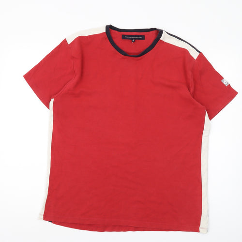 French Connection Men's XL Red Cotton Colourblock T-Shirt