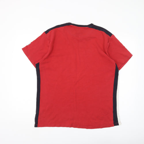 French Connection Men's XL Red Cotton Colourblock T-Shirt