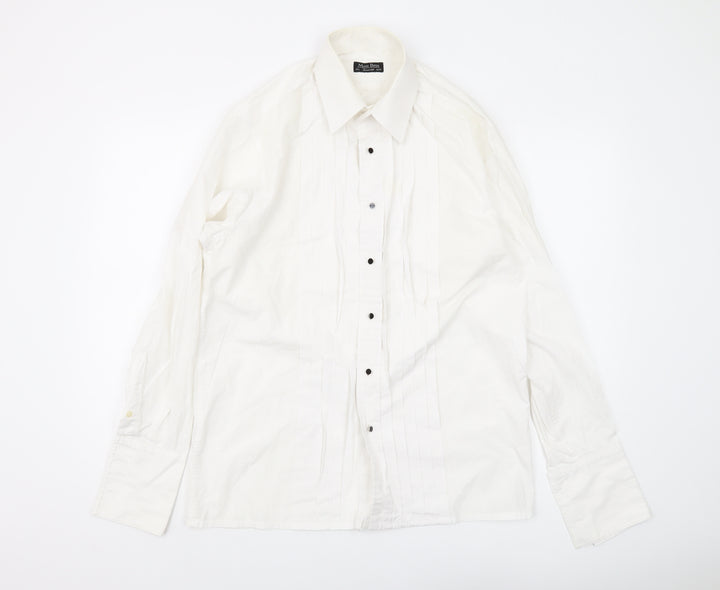 Moss Bros Men's White 15.5 Button-Up Casual Shirt