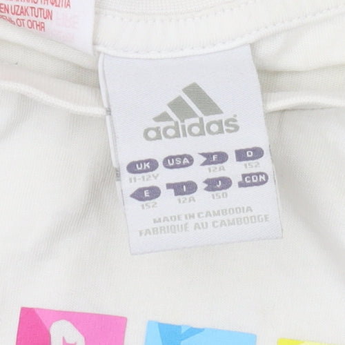 Adidas Boys' White Olympic Graphic T-Shirt, Size 12 - Casual Style