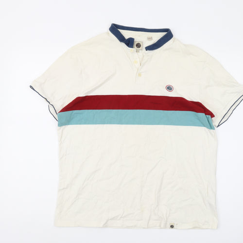 Pretty Green Men's XL White Colourblock Polo Shirt