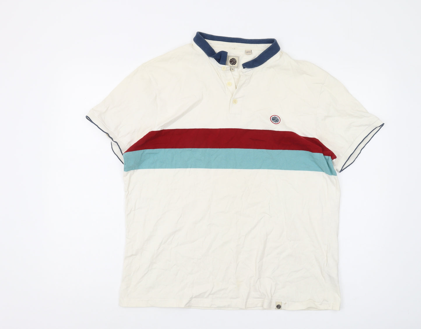 Pretty Green Men's XL White Colourblock Polo Shirt