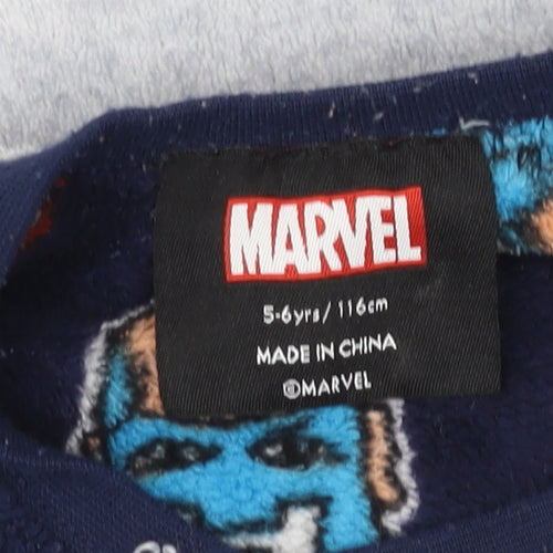 Marvel Boys Grey Navy Captain America Pullover Sweatshirt, 6 Years