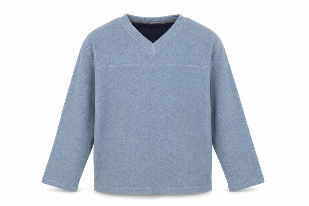 Front view of Peter Storm Men's Blue V-Neck Sweatshirt, S, Long Sleeve