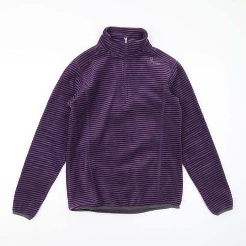 TOG 24 Women's Purple Striped Fleece Half Zip Sweatshirt - Size 8