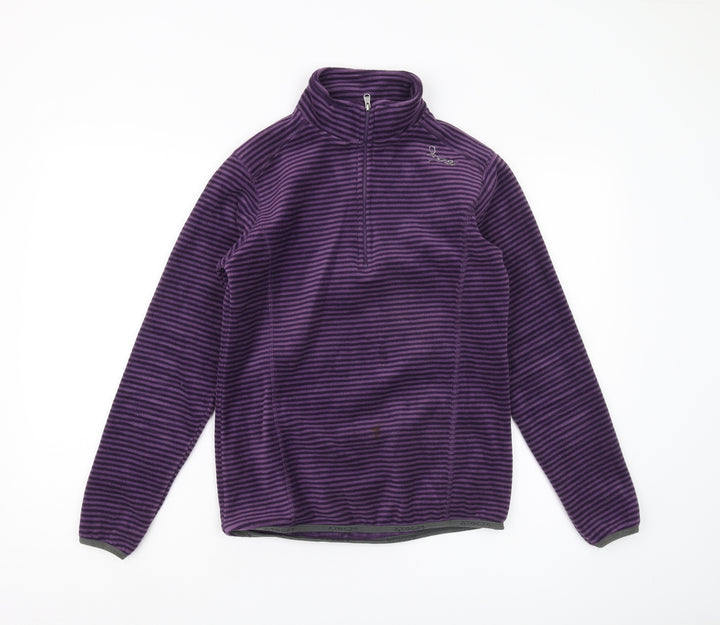 TOG 24 Women's Purple Striped Fleece Half Zip Sweatshirt - Size 8