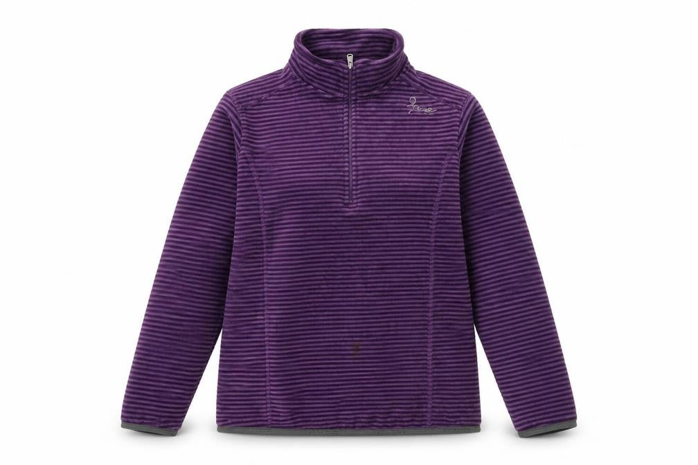 TOG 24 Women's Purple Striped Fleece Half Zip Sweatshirt - Size 8
