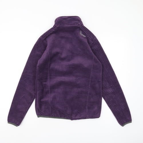 TOG 24 Women's Purple Striped Fleece Half Zip Sweatshirt - Size 8
