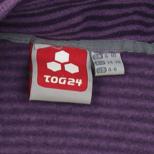 TOG 24 Women's Purple Striped Fleece Half Zip Sweatshirt - Size 8