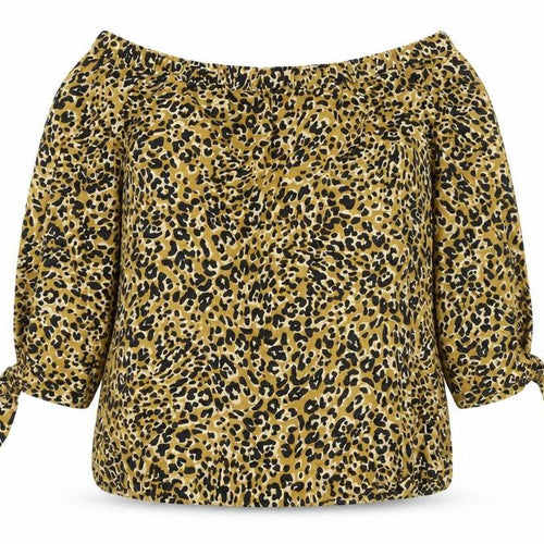 Karen Millen Women's Animal Print Off Shoulder Blouse, Size 10